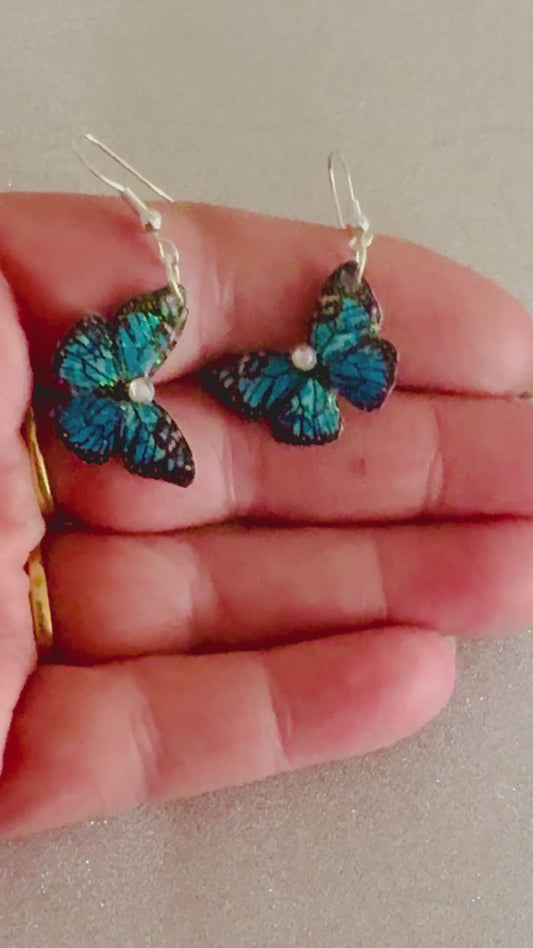 small blue dangle earrings