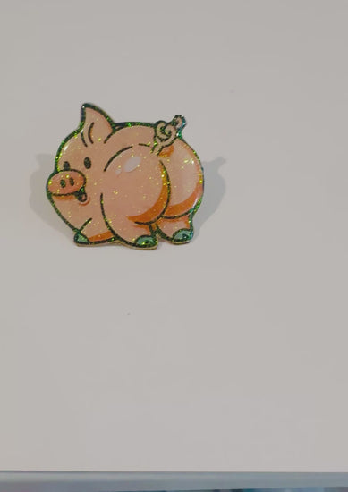 Cheeky pig enamel Pin. Handmade from tin cans, amazingly unique. Cute pig. Farmyard pig brooch-lapel-badge. Recycled from tin cans