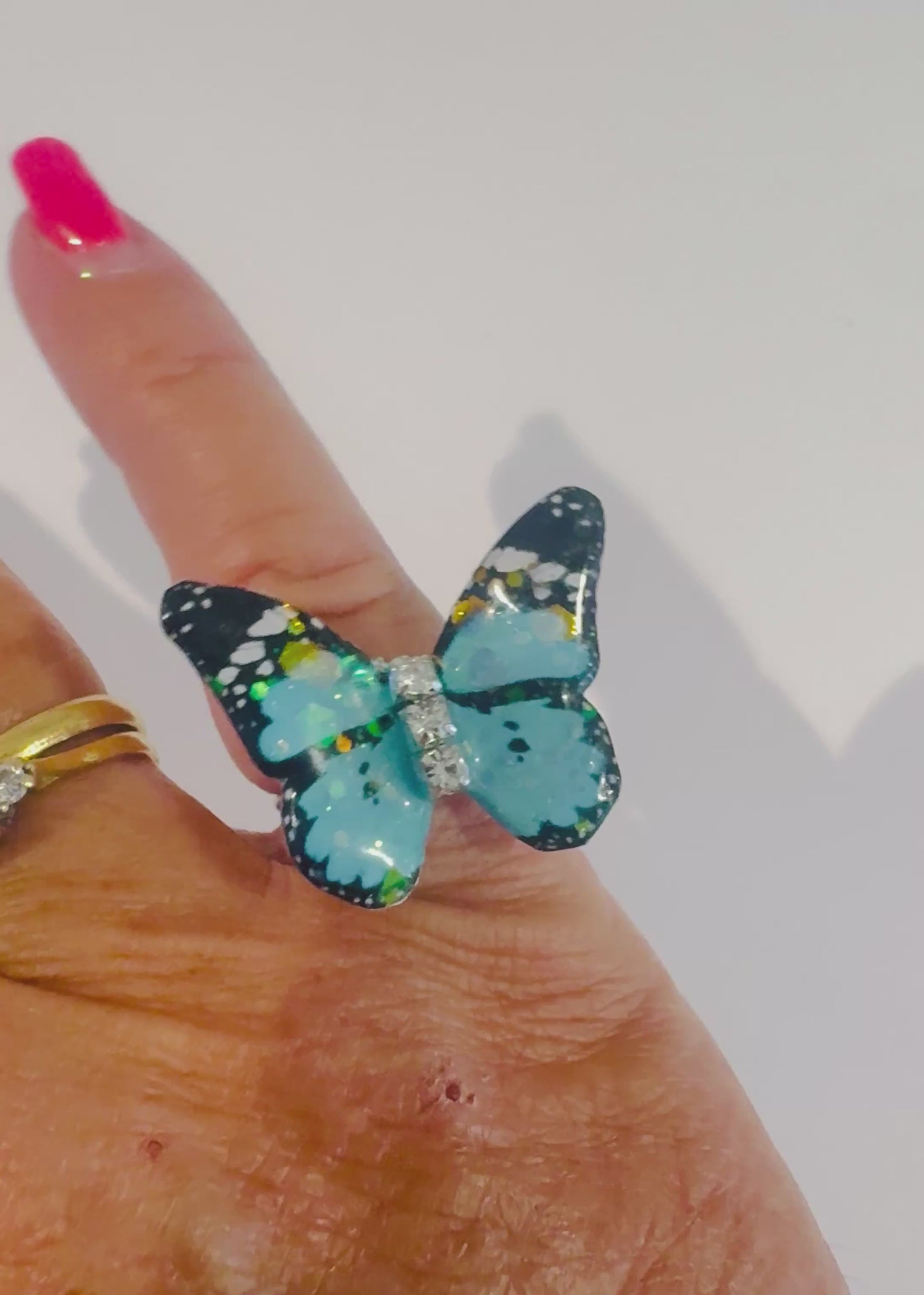 butterfly ring hand crafted from tin cans, recycled unusual