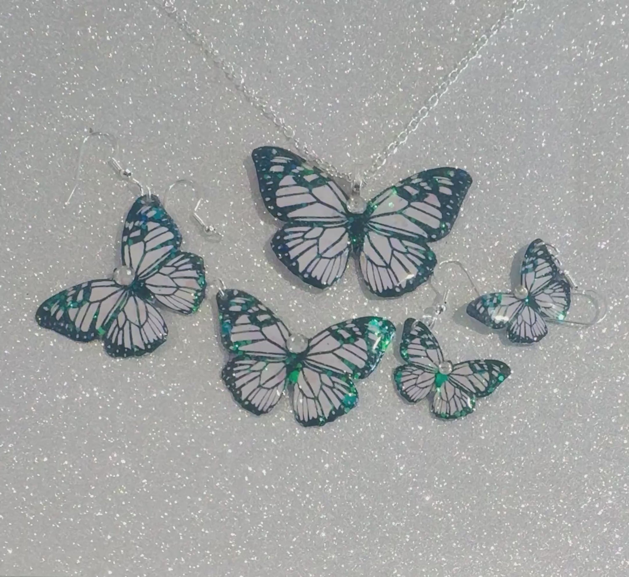handmade Black  and white  butterfly jewelry made from soda cans recycled clever