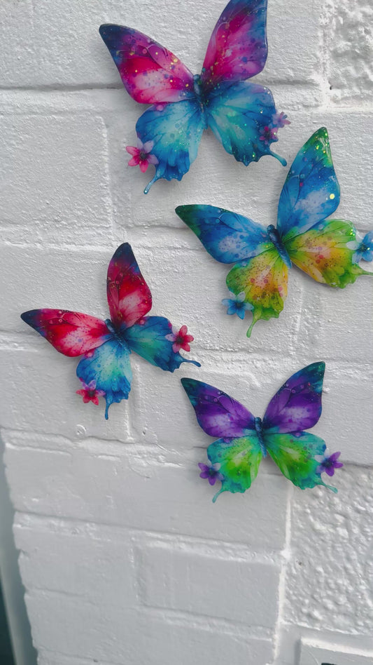 Set of 4 Outdoor handmade metal wall butterflies butterflies