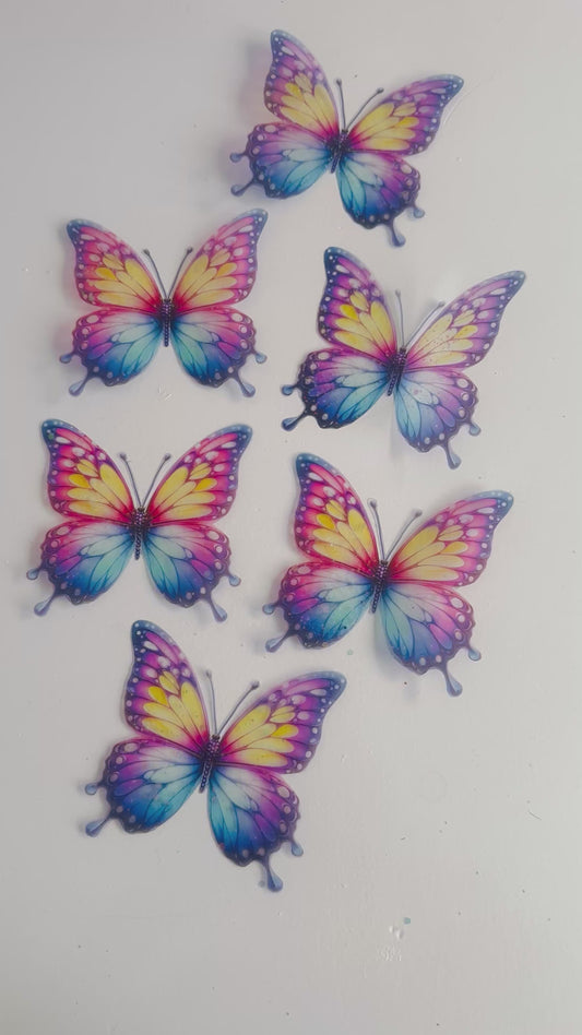 Pretty pink and purple glittery 3d butterfly decor