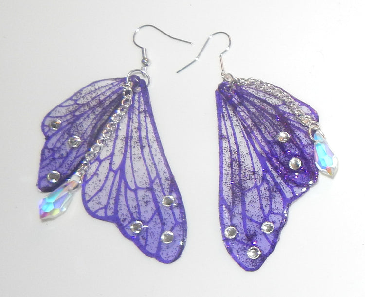 lilac fairy wings earrings