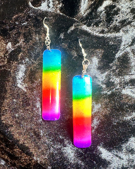 rainbow  long drop earrings handmade