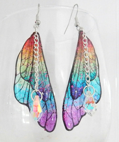 rainbow LGBQ fairy wings earrings