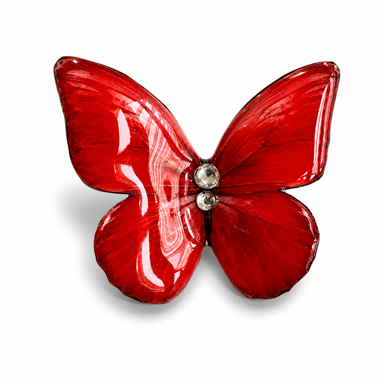  red glossy butterfly stud earrings, handmade