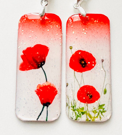 red poppy handmade earrings - remembrance day