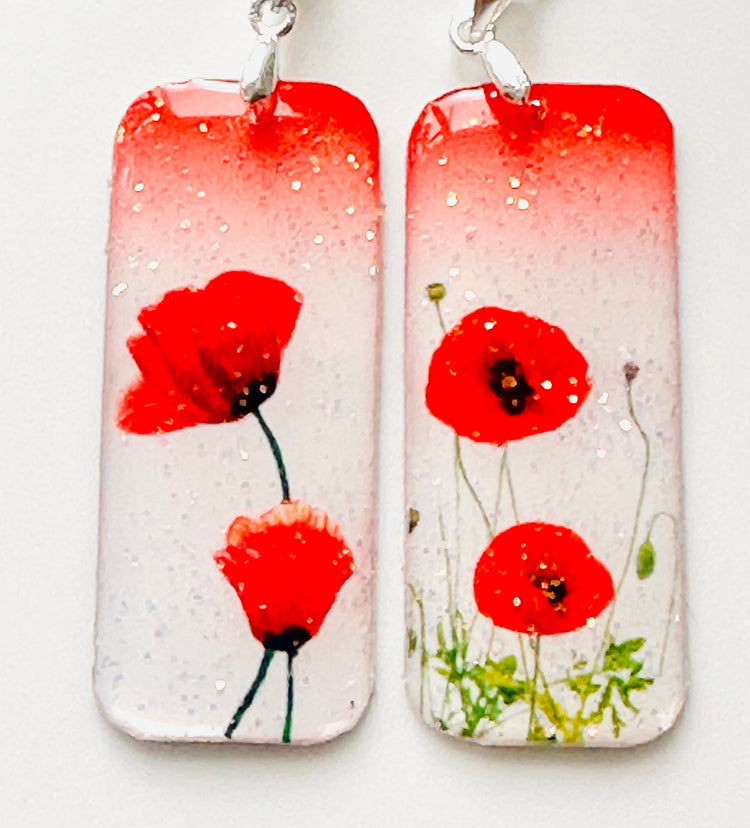 red poppy handmade earrings - remembrance day