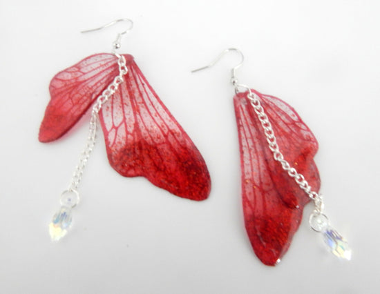 magical red fairy wings earrings for girls birthday