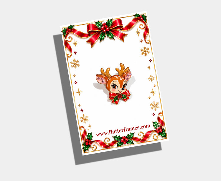 Christmas Reindeer pin brooch Handmade 