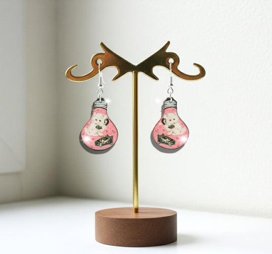 Funky  earrings. Retro cat earrings