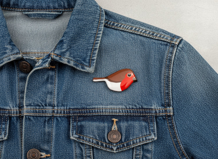 Handmade Robin enamel pins. Christmas Robins  choice of 2 designs