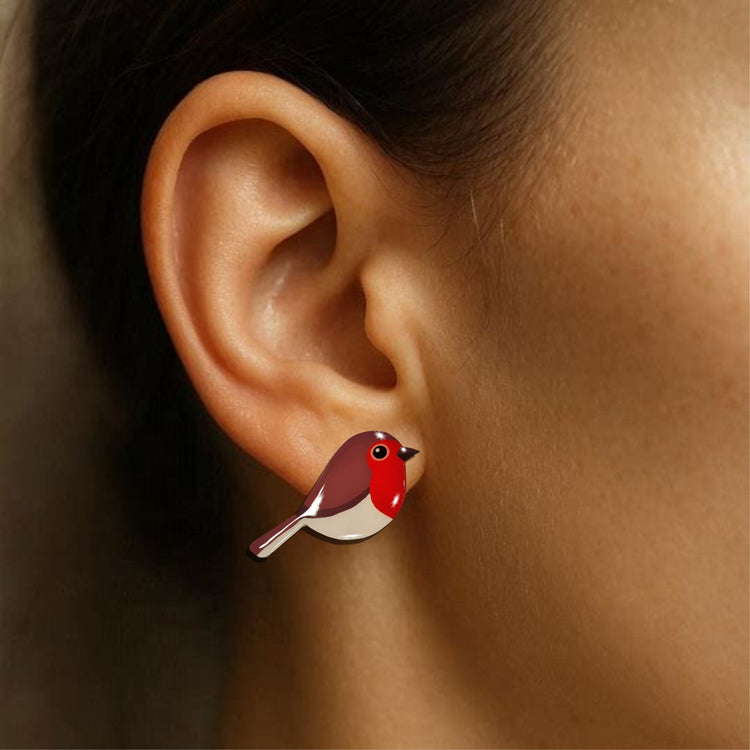  red robin stud earrings