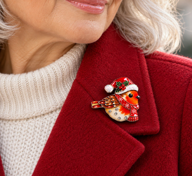 robin jewellery, bird brooch, christmas brooch,