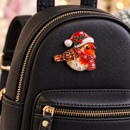festive pin, sparkly robin, diamante brooch