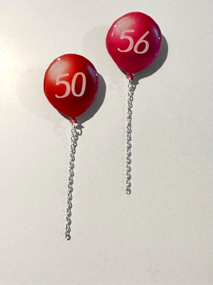 Personalised Customisable Balloon Enamel Pin on a Chain. Birthday Gift Badge Age Balloon brooch