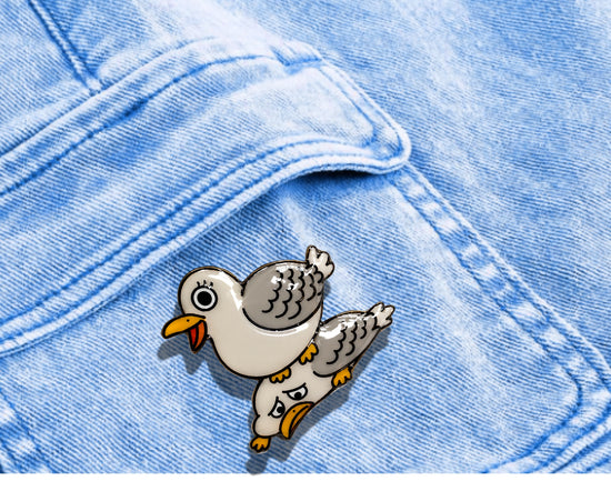 Pigeon Stack Enamel Pin - Funny Cute 