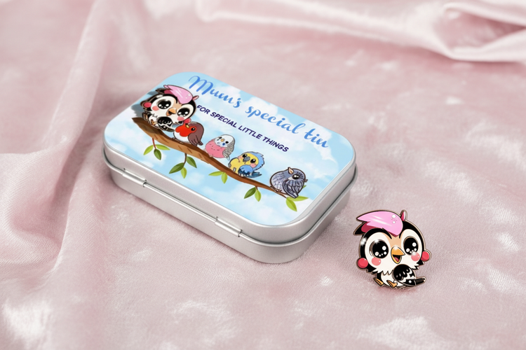 personalised pocket tin, super cute with birds