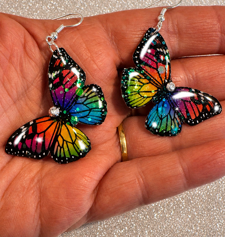 small rainbow butterfly earrings