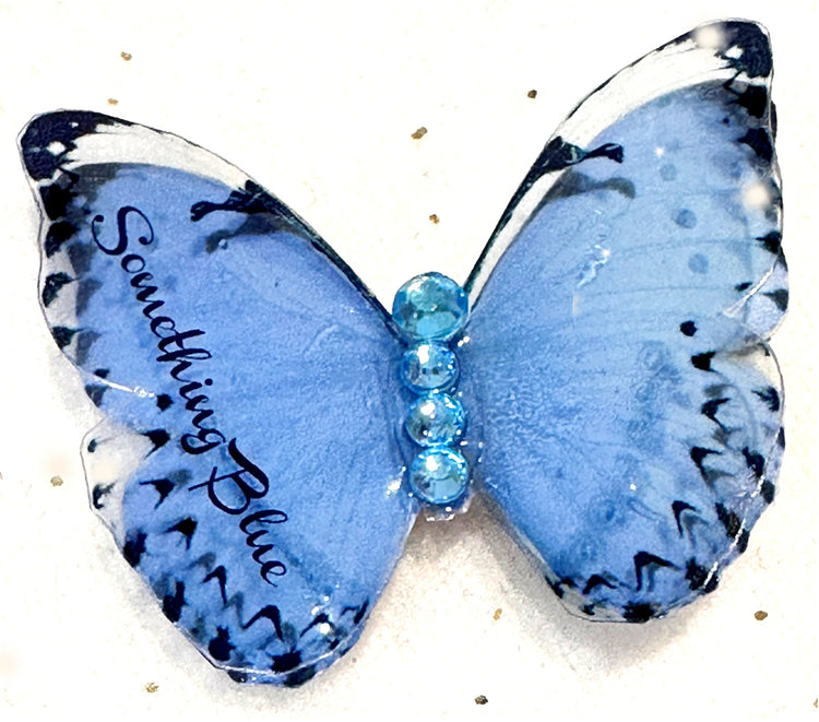 Blue personalised  resin double layered blue butterfly