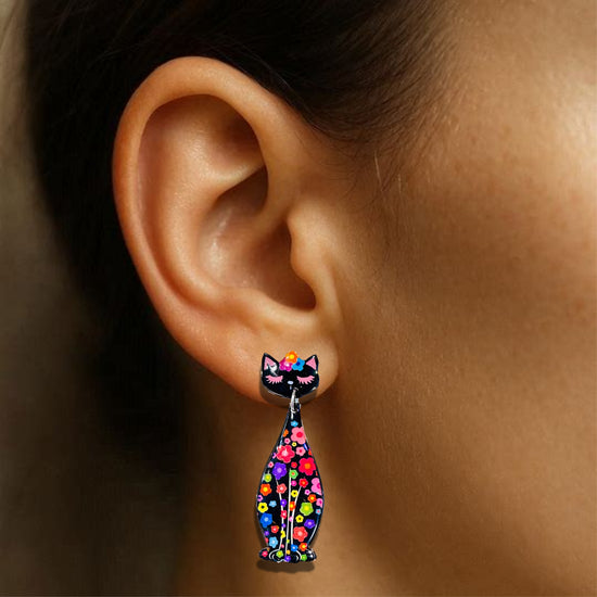 Tall Black Cat earrings