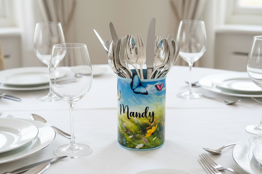  personalised cutlery utensils pot made from tin cans

