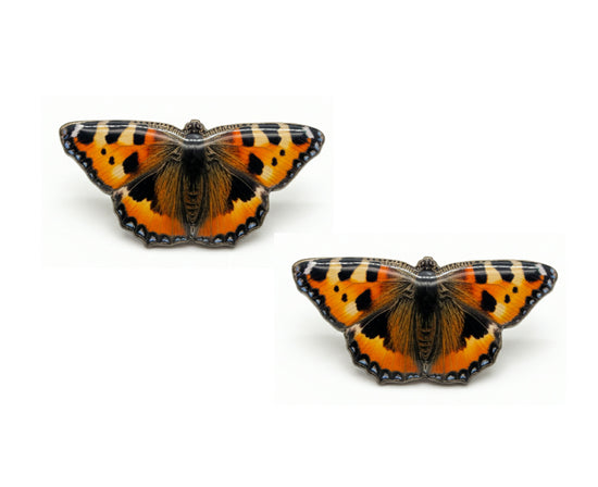 Small Tortoiseshell stud butterfly earrings