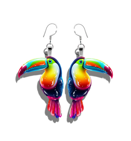 COLOURFUL Toucan earrings. Handmade