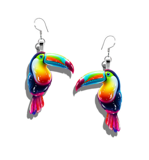 Colorful toucan-shaped earrings