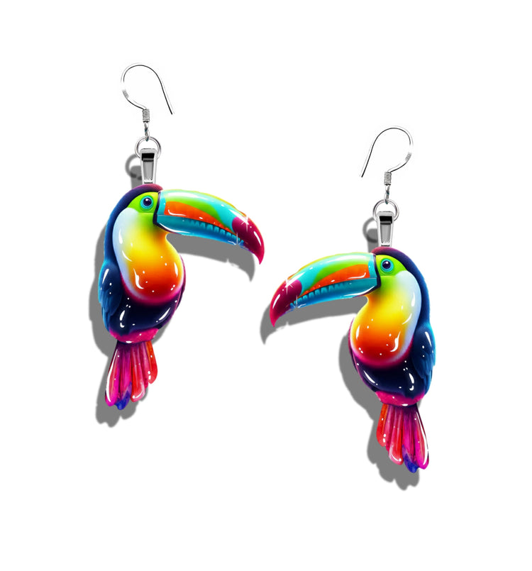 Colorful toucan-shaped earrings