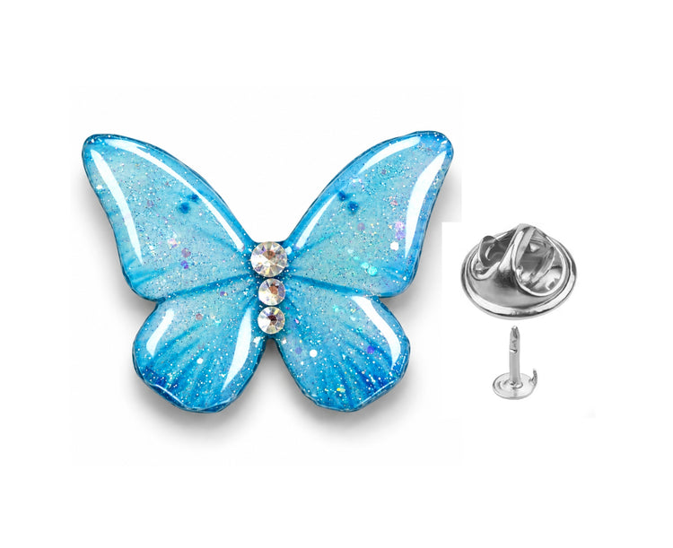 Turquoise butterfly enamel pin.Butterfly brooch-lapel-badge