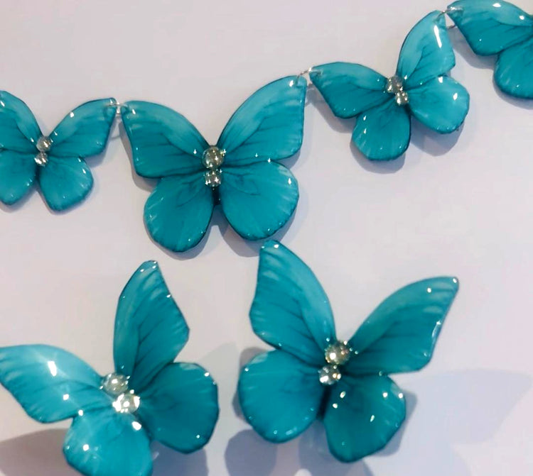 turquoise  butterfly necklace and  large stud earrings