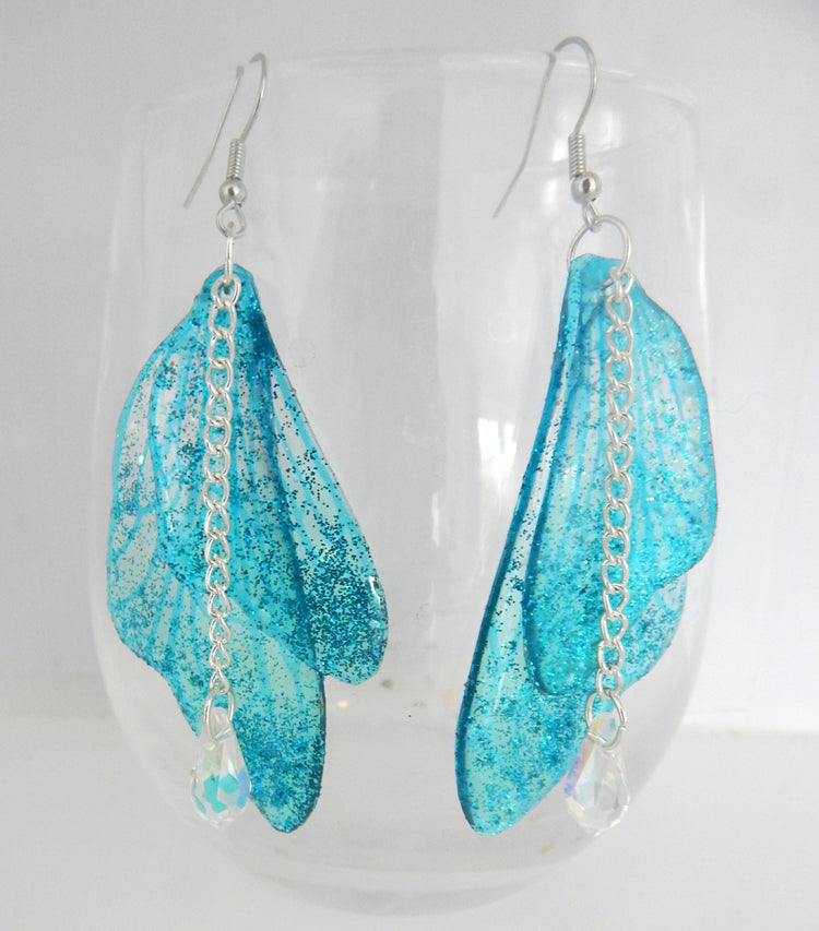 turquoise  fairy wings earrings