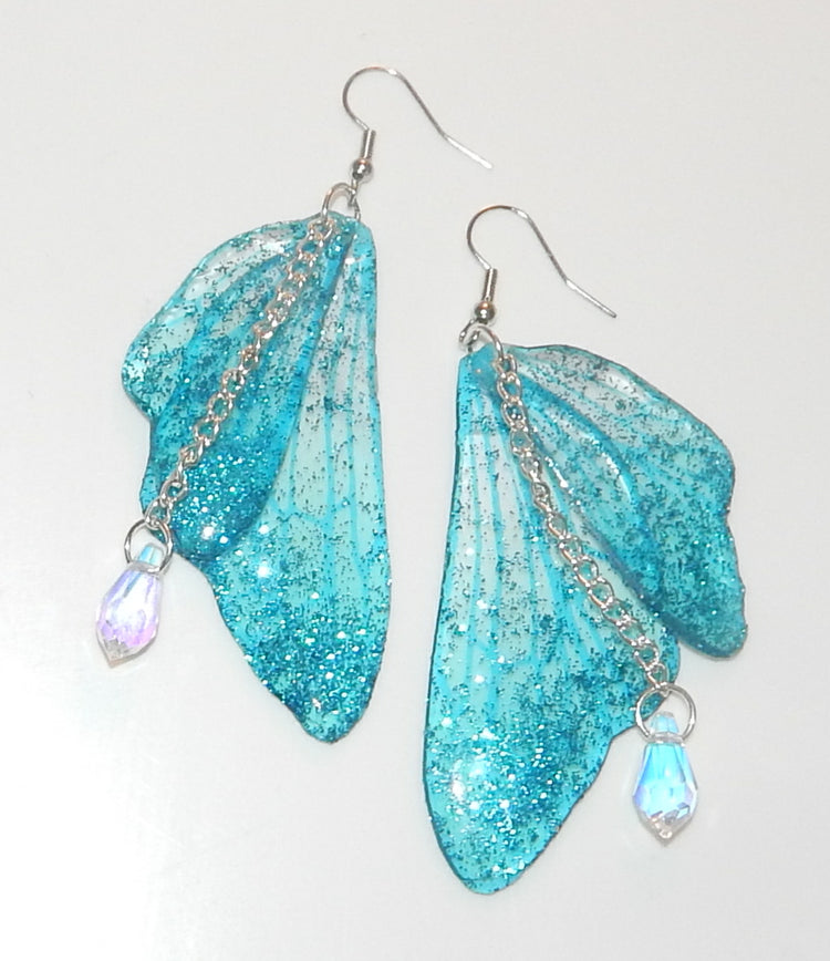 turquoise  mystical fairy wings earrings