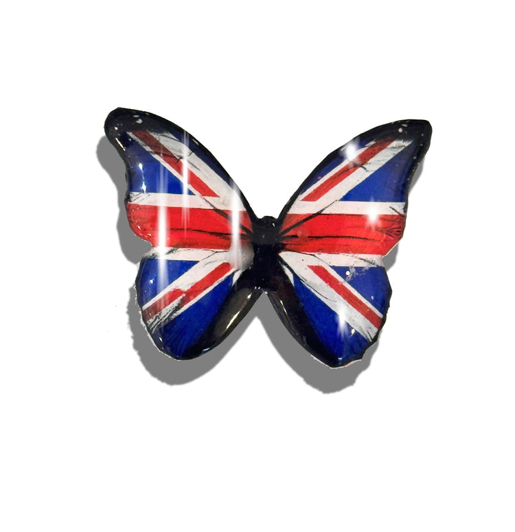  Union Jack butterfly enamel pin. Proud to be British