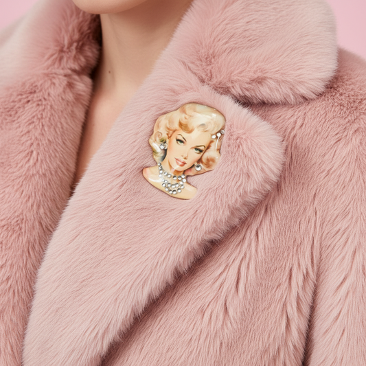 pretty pink lady brooch