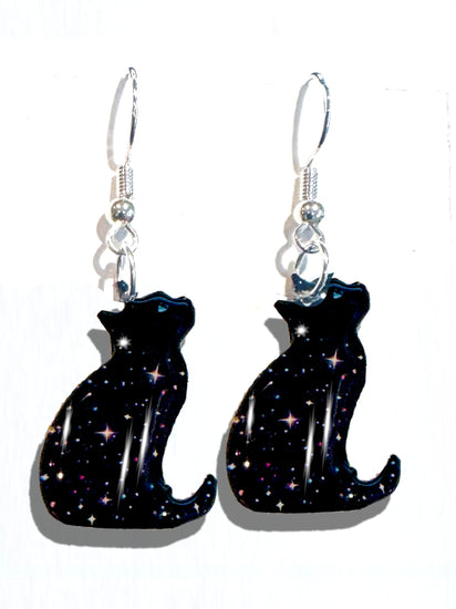 black cat earrings dangle