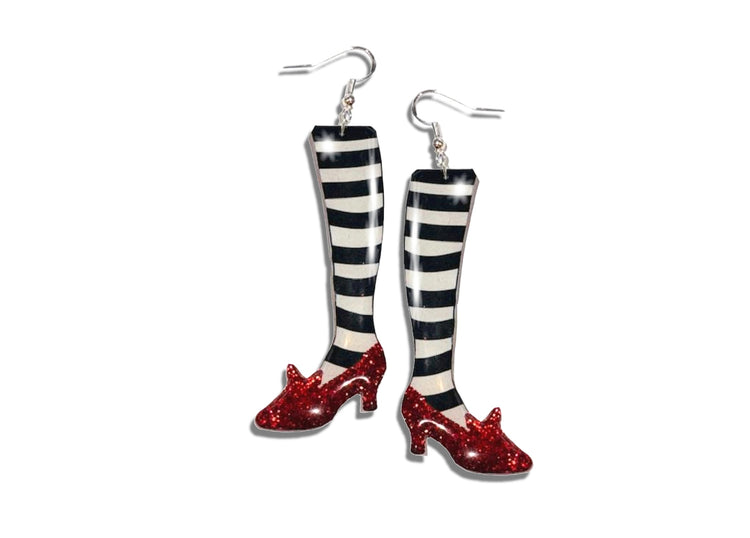 Wizard of Oz handmade earrings, ruby slippers