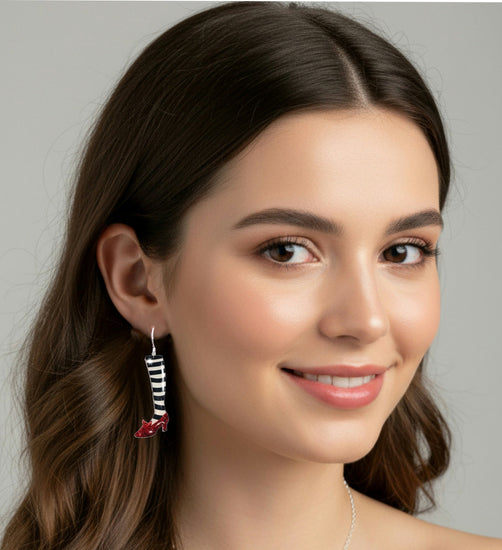 Wizard of Oz handmade earrings, ruby slippers