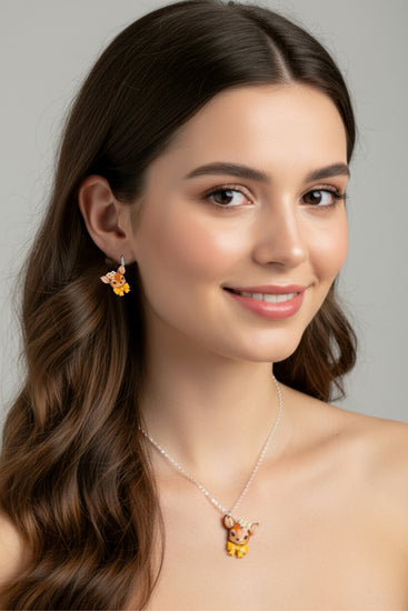 Summer/Spring deer earrings and pendant handcrafted