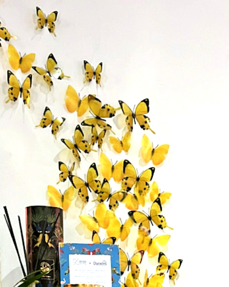 Yellow and black wedding butterfly display