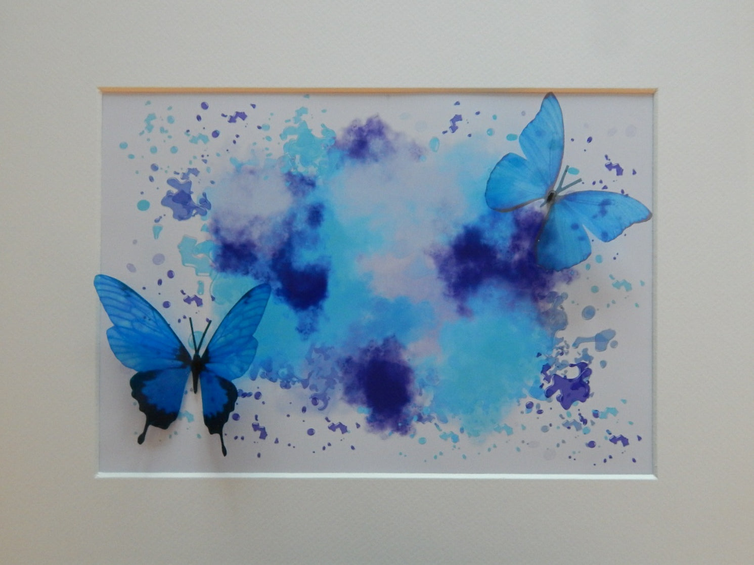 Blue Floating butterflies abstract 3d art box frame picture,living roo ...