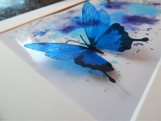 Blue 3d butterflies abstract artwork by Flutterframes