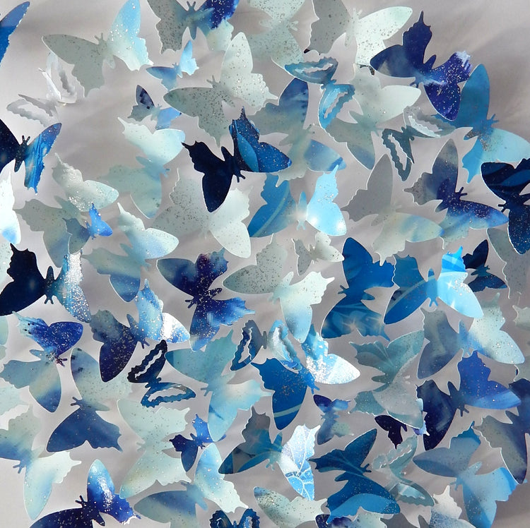 Swarm of blue butterflies unique framed picture