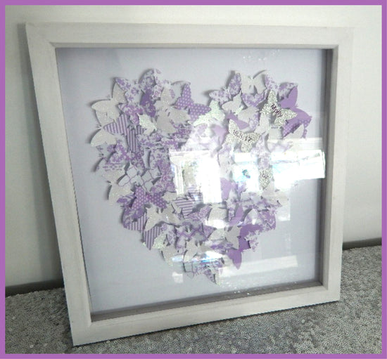 Personalised lilac butterfly heart picture