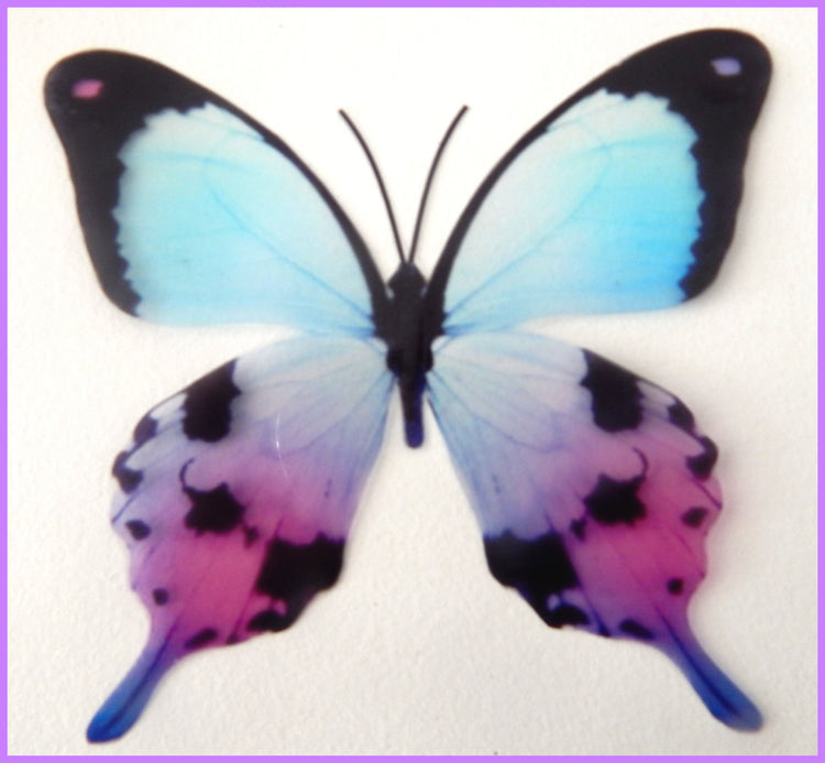 Set of 16 3D Mariposa Colorida butterflies, very pretty, natural looking faux butterflies in very pretty in pink, lilac and blues, stickers