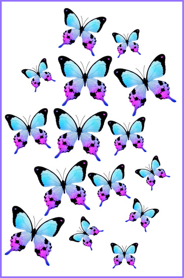 set of natural blue butterfly 3d stickers