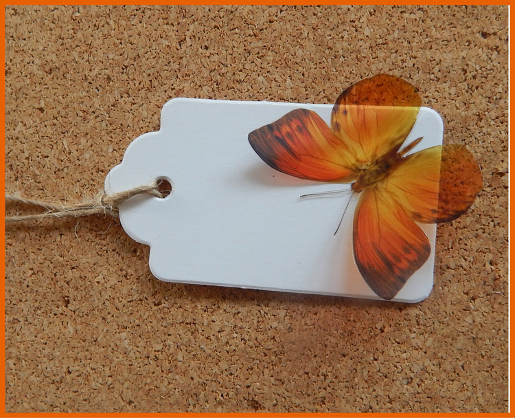 Butterfly gift tags. 10 natural butterfly gift tags, set of gift tags from the natural country butterflies collection. Handmade rustic