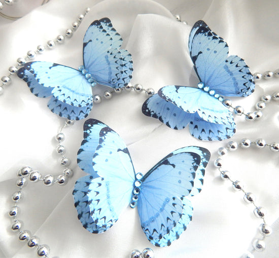 pretty blue butterflies embellishments