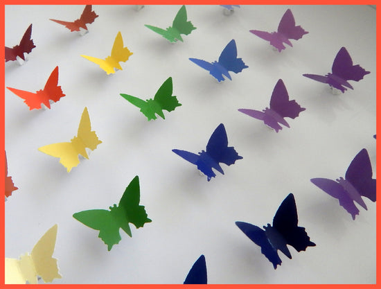 Rainbow 3d butterfly picture recycled paper